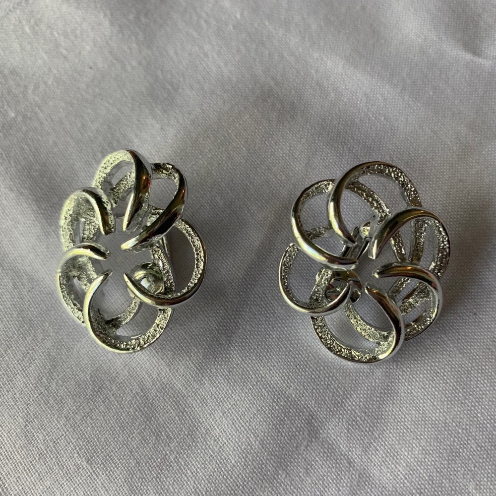 Silver loop clip-on earrings